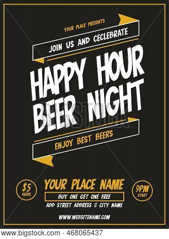 Happy Hour Beer Night Party Poster Flyer Social Media Post Design