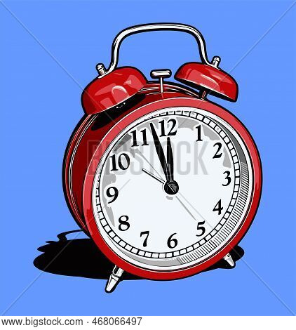 A Classic Red Alarm Clock Vector Template
