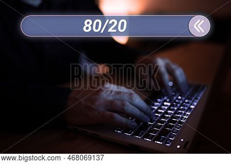 Sign Displaying 80 To 20 Percent. Pareto Principle Of Factor Sparsity Statistical Distribution Of Da