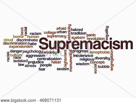 Word Cloud With Supremacism Concept Create With Text Only.