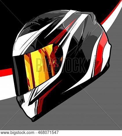 A Full Face Helmet Black And White Pattern