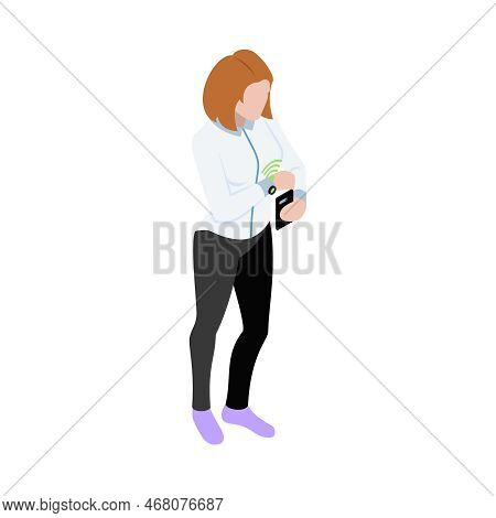 Wearable Technology Clothes Isometric Icon With Woman Wearing Smart Shirt 3d Vector Illustration