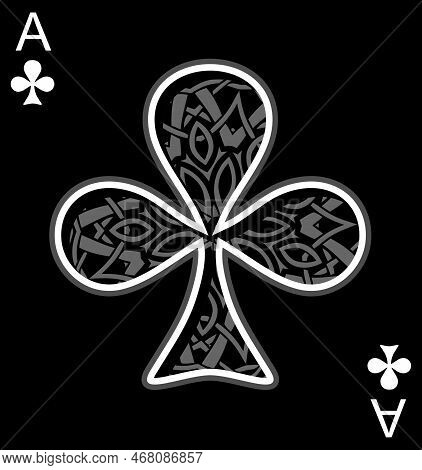 An Ace Card With Ornamental Background Vector