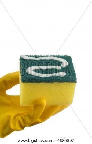 Žlutá houba čištění a ruční