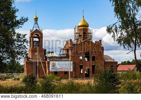Orthodox Church Under Construction In Honor Of The Fedorov Icon Of The Mother Of God In The Village 