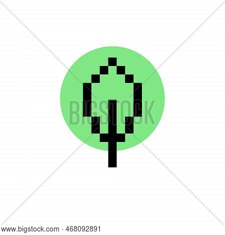Pixel Art Leaf Minimalist Vector Illustration. Retro Game Design.