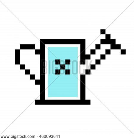 Pixel Style Art Gardening Sprinkler Minimalist Vector Illustration. Retro Game Design. Eighties Comp