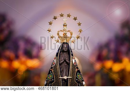 Statue Of The Image Of Our Lady Of Aparecida, Mother Of God In The Catholic Religion, Patroness Of B