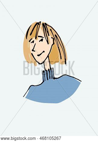 Avatar Of A Young Woman. Flat Style, Isolated Vector Element