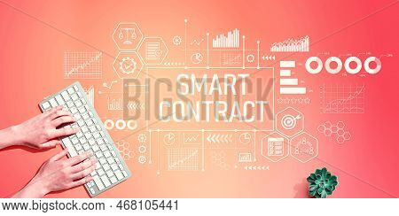 Smart Contract Theme With Person Using A Computer Keyboard