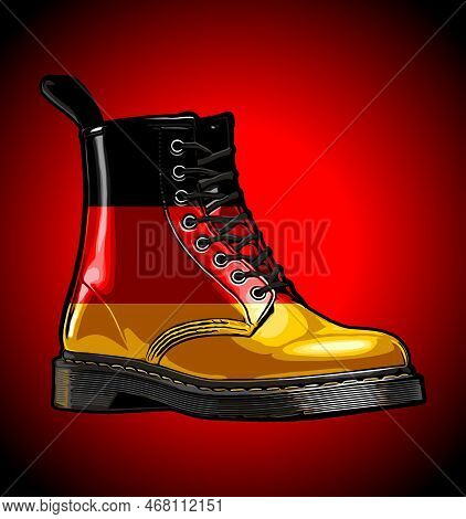 Boots German Flag Pattern Gray Background Vector