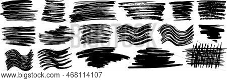 Chalk Hand Drawn Vector Set Drunge Spots And Lines, Editable, Can Be Used For Creating Your Own Brus