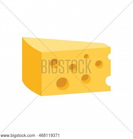 Cheese Emmental Icon. Flat Illustration Of Cheese Emmental Vector Icon For Web Design Isolated
