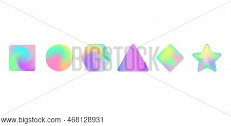 Hologram Geometric Shapes. Design Elements Set. Vector Illustration. Stock Image.
