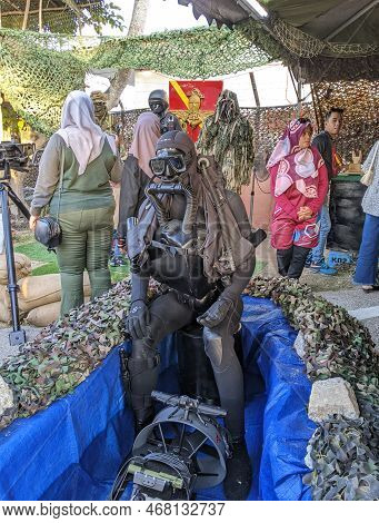 Lumut, Perak, December 29 2022 : Navy Diving Equipment On Display At The Armada Open Day Of The Lumu
