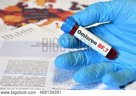 The Doctor Holds A Blood Test Tube For The Detection Of The Omicron Bf.7 Variant Of The Covid-19 Vir
