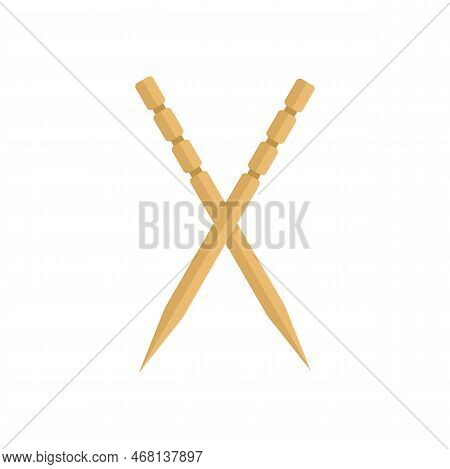 Crossed Toothstick Icon Flat Vector. Tooth Stick. Wood Olive Stick Isolated