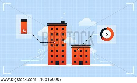 Vector Infographics With Storey Buildings, And Diagrams. Profitable Investment In The Project Of A R