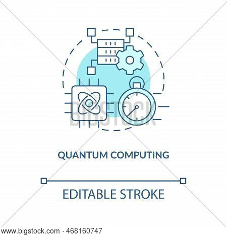Quantum Computing Turquoise Concept Icon. Machine Learning. Data Science Technology Abstract Idea Th