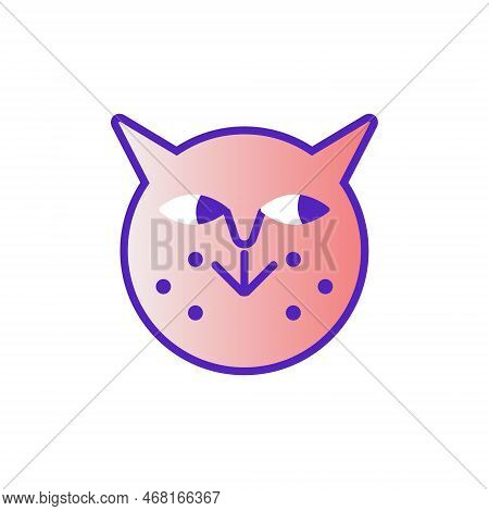 Cat Smile Emoji Multicolored Gradient Funny Line Vector Illustration