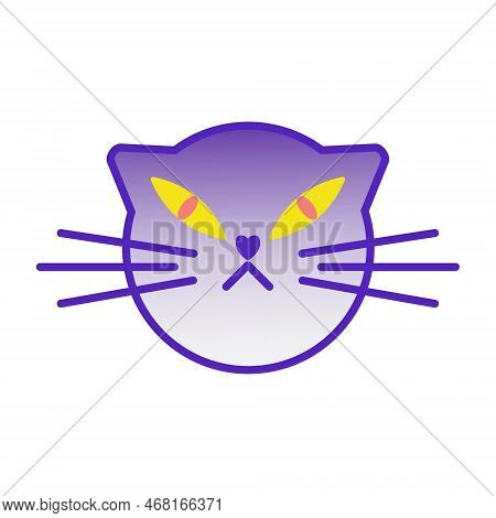 Cat Smile Emoji Multicolored Gradient Funny Line Vector Illustration