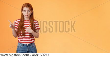 Insecure Questioned Frustrated Cute Redhead Girl Feel Nervous Unsure About Offer Frowning, Grimacing