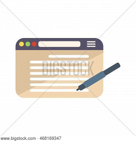 Web Page Writing Icon Flat Vector. Text Message. Note Article Isolated