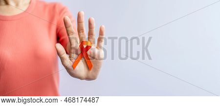 Orange Ribbon For Leukemia, Kidney Cancer Day, World Multiple Sclerosis, Crps, Self Injury Awareness