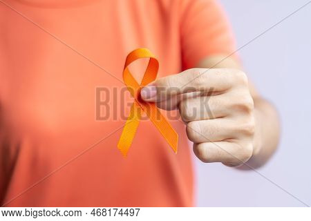 Orange Ribbon For Leukemia, Kidney Cancer Day, World Multiple Sclerosis, Crps, Self Injury Awareness