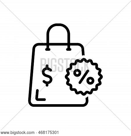 Black Line Icon For Offer Dollar Percentage Bag Proposal Proffer Sell Buy Sale Market Special-offer 