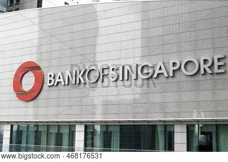 Singapore- 30 Dec, 2022: Logo Of Bank Of Singapore On The Tower In Singapore. Bank Of Singapore Is T