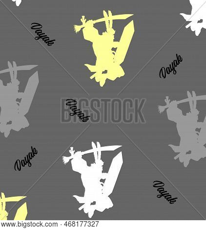 Dayak Warrior Pattern Colorful Green Background Vector