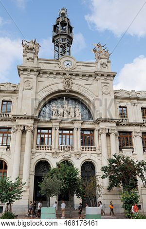 Valencia, Spain - July 2022: Palacio De Correos Y Telégrafos De Valencia, Historic Post Office Build
