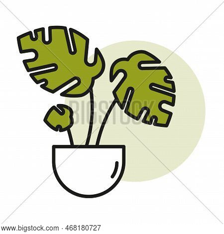 Cartoon Flowerpot Spot. Spring Decoration. Plant Floral Design. Vector Illustration. Stock Image.