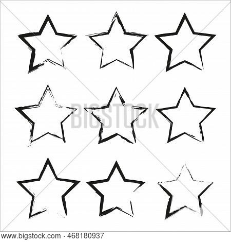 Black Brush Stars. Ink Paint Brush Stain. Vector Illustration. Stock Image.