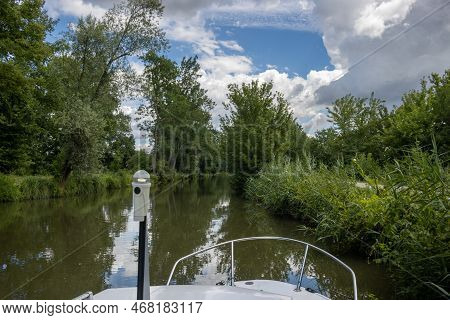 Canal Built Between Morava Part Of Czech And Slovakia By Bata. Beautiful Greenery Lining The Route, 