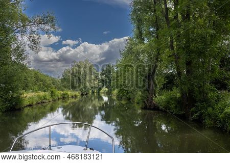Canal Built Between Morava Part Of Czech And Slovakia By Bata. Beautiful Greenery Lining The Route, 