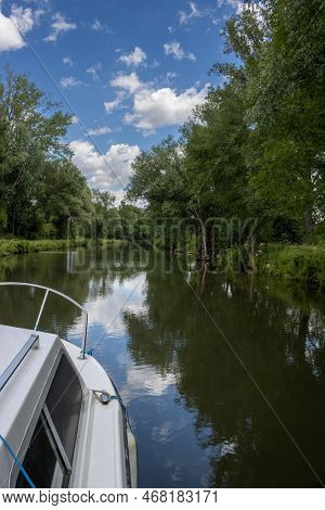 Canal Built Between Morava Part Of Czech And Slovakia By Bata. Beautiful Greenery Lining The Route, 