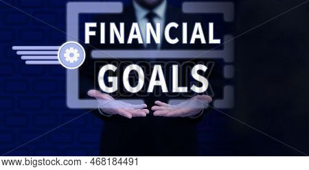 Writing Displaying Text Financial Goals. Business Overview Targets Usually Driven By Specific Future