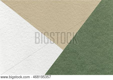 Texture Of Craft White, Green And Beige Shade Color Paper Background, Macro. Structure Of Vintage Ab
