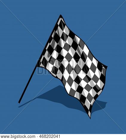 Flag Fluttering Checkered White Background Vector Template