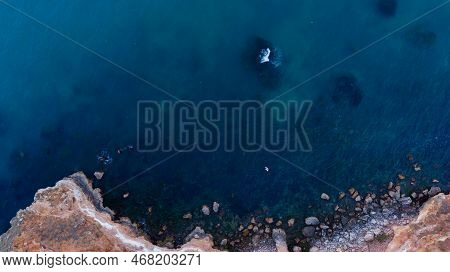 A Scenic Top-down View Over The Bolata Coast Cliff, Kaliakra Region In Bulgaria - Aerial Drone Shot