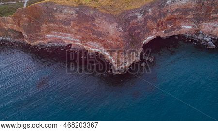 A Scenic Sunset Over The Bolata Coast Cliff, Kaliakra Region In Bulgaria - Aerial Drone Shot