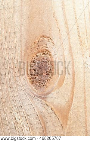 Spruce Board With A Branch, Close-up, Tendon Cut, Parallel To His Longitudinal Axis. Dried Spruce Wo