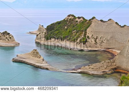 Corfu Island Landscape - Cape Drastis Coast In Greece. Greek Island Summer View.