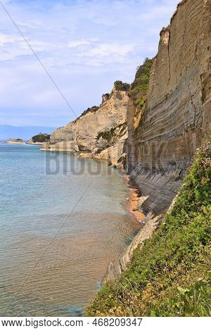 Corfu Island Landscape - Nature Of Greece. Logas Beach Cliffs.