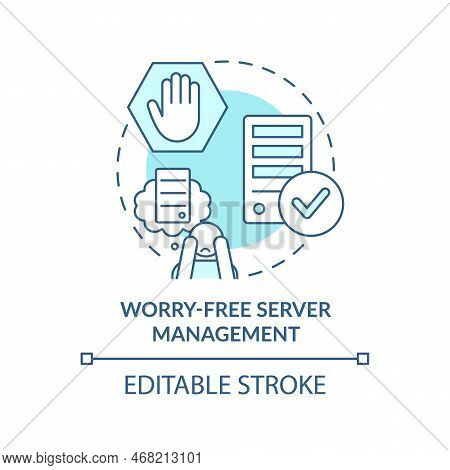 Worry Free Server Management Turquoise Concept Icon. Provide Users Services Abstract Idea Thin Line 