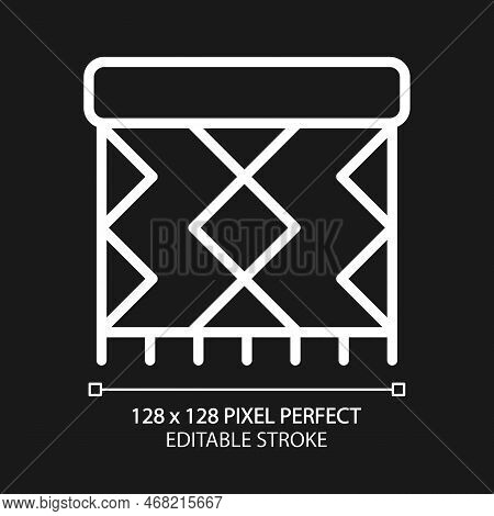 Rug Pixel Perfect White Linear Icon For Dark Theme. Home Decor. Entryway Carpeting. Front Door Mat. 