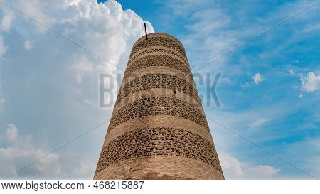 Old Burana Tower Located On Famous Silk Road, Kyrgyzstan, Is An 11th Century Minaret Located In The 