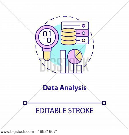 Data Analysis Concept Icon. Virtual Tools. Digital Information Processing Stage Abstract Idea Thin L